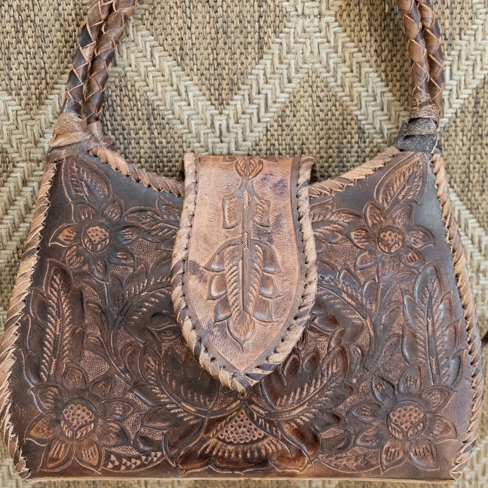 Alejandro Yeo Hand Tooled Leather Floral Backpack Tan Boho Tassel Drawstring Bag Alejandro Yeo Products for Sale up to 90% Off Retail: Poshmark main image 3